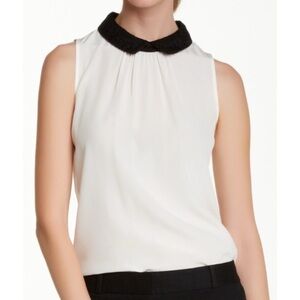 Kate Spade Sleeveless Silk Blouse Beige